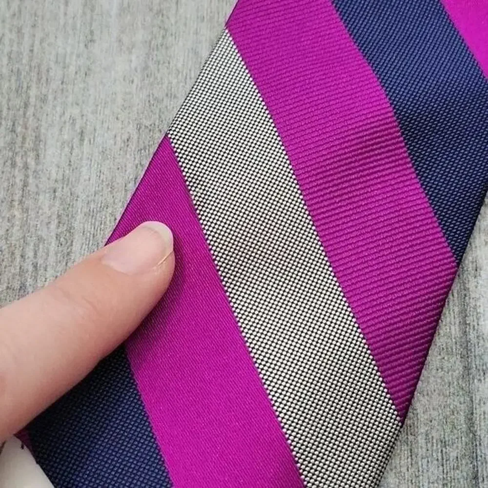 Ben Sherman Purple Striped & Plaid 100% Silk Men's Slim Necktie Bundle